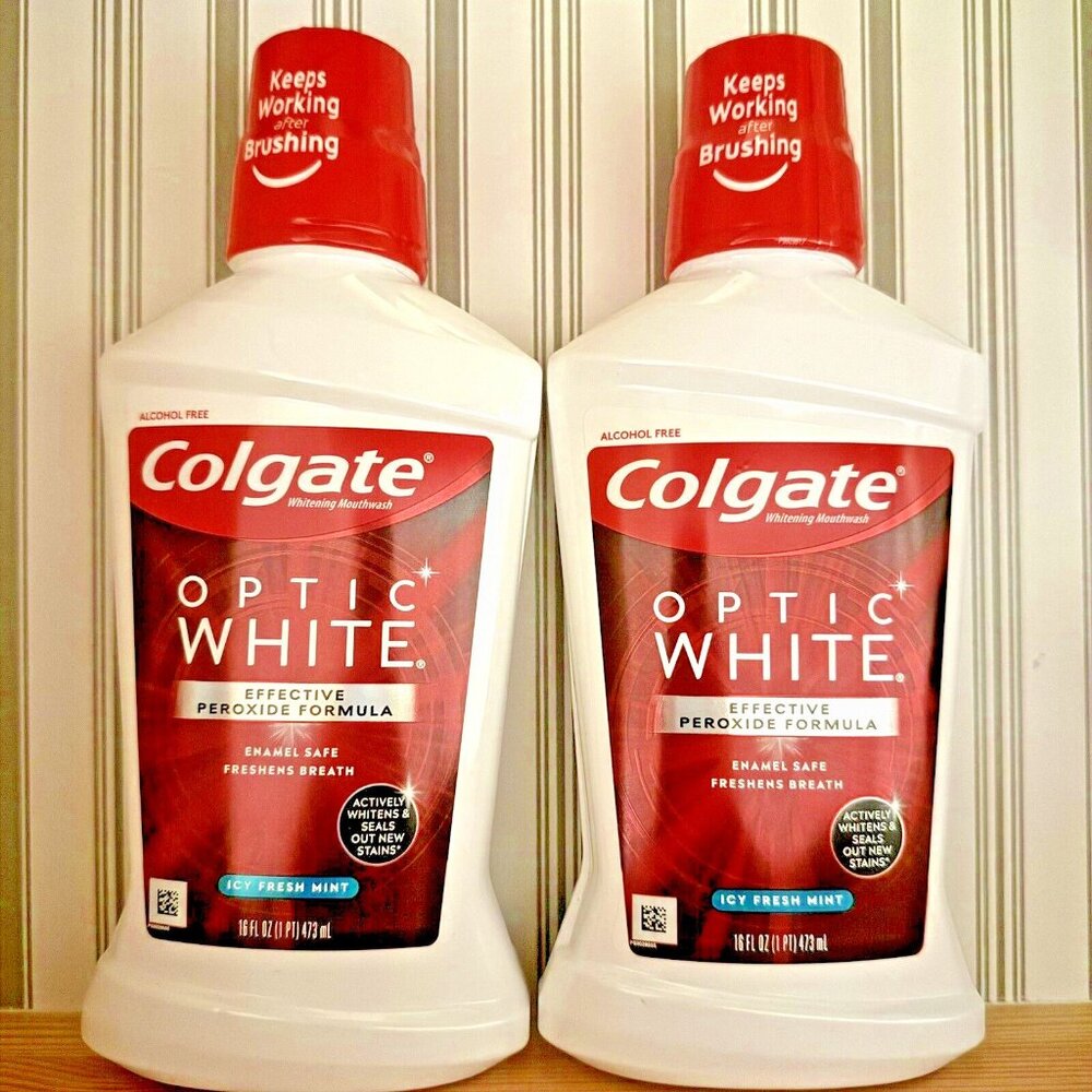 Colgate Optic White Whitening Mouthwash, Fresh Mint 16 Fl Oz Lot Of 2